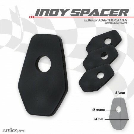 Indy Spacer "GSX-S1000" | schwarz | stahl VPE 4 Stck | Maße: L 50 x 34 mm