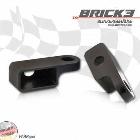CNC Gehäuse für Blinker "Brick3"  | Alu Montage unter den Lenkerarmaturen | schwarz | Paar