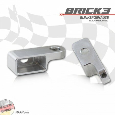 CNC Gehäuse für Blinker "Brick3" | Alu Montage unter den Lenkerarmaturen | silber | Paar