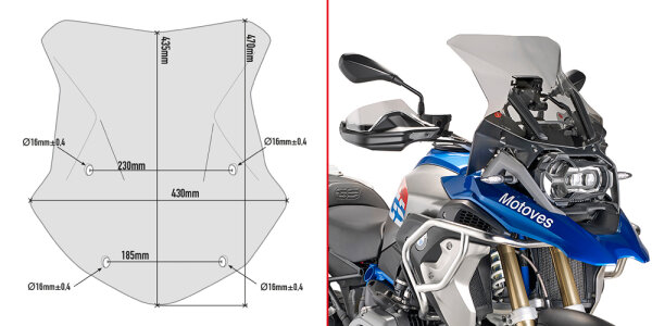 GIVI Windschild getönt, 435 mm hoch, 433 mm breit für verschiedene BMW Modelle (s. Beschreibung)
