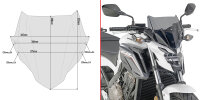 GIVI Windschild get&ouml;nt, 280 mm hoch, 365 mm breit f&uuml;r Honda CB650F (17-18), mit ABE