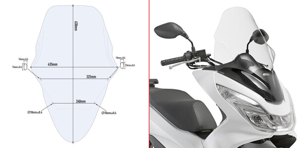GIVI Windschild transparent, 630 mm hoch, 435 mm breit mit ABE, für verschiedene Honda Modelle (s. unten)