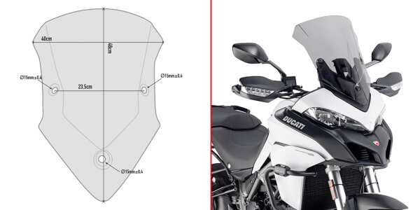 GIVI Windschild getönt, 390 mm hoch, 485 mm breit mit ABE, für verschiedene Ducati Modelle